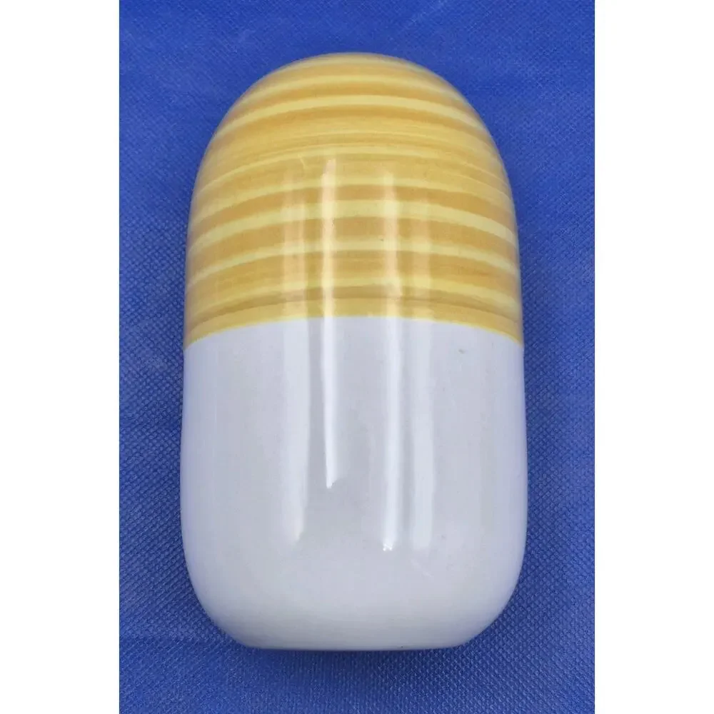 IKEA Yellow White Beehive Ceramic Vase 6x3.5
